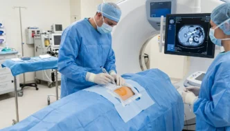 Procedimiento de biopsia guiada por TAC para el diagnóstico de lesiones profundas